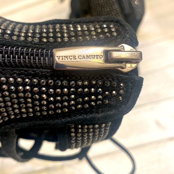 New-Vince Camuto Lace Up Black with Blackened Silver Studs Stilettos. - Picture 7 of 11